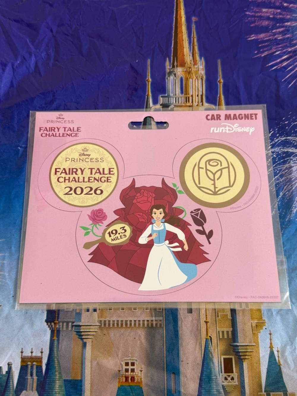 RunDisney 2026 Princess Half Marathon Fairy Tale Challenge Belle Car Magnet NWT